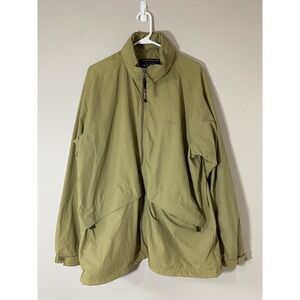 L.L. Bean Windbreaker Jacket Mens L Beige Nylon Full Zip Pockets‎ Hooded Outdoor